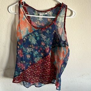 AMERICAN RAG FLOWERED SEE THRU SHIRT